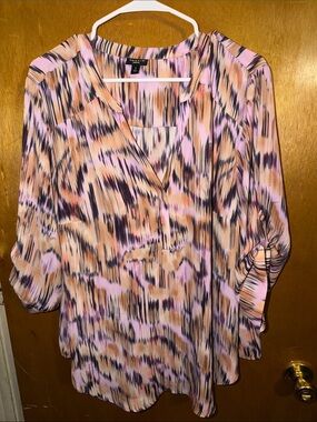 torrid Pink and Peach Abstract Print Harper Blouse